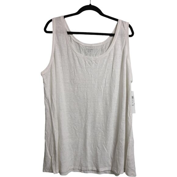 NWT Eileen Fisher White Organic Linen Jersey U Neck Long Sleeveless Tank Size 3X - Picture 1 of 7